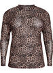 Mesh bluse med leopard mønster, Brun, Packshot image number 0
