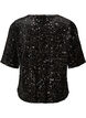 Pailletbluse med albuelange &aelig;rmer, Sort, Packshot image number 1