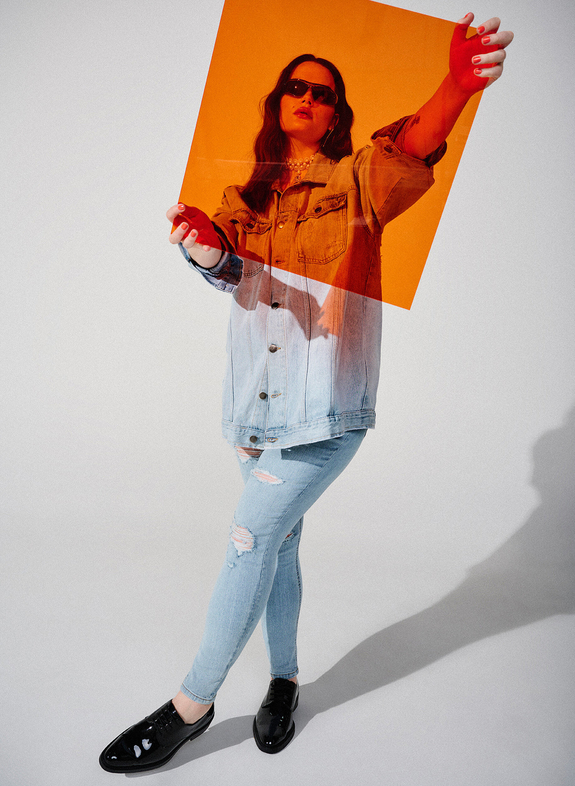 Zizzi Slim fit jeans med sliddetaljer, Light Blue, Image image number 0