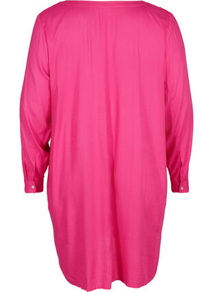 Langærmet kjole i viskose, Fuchsia Purple, Packshot image number 1