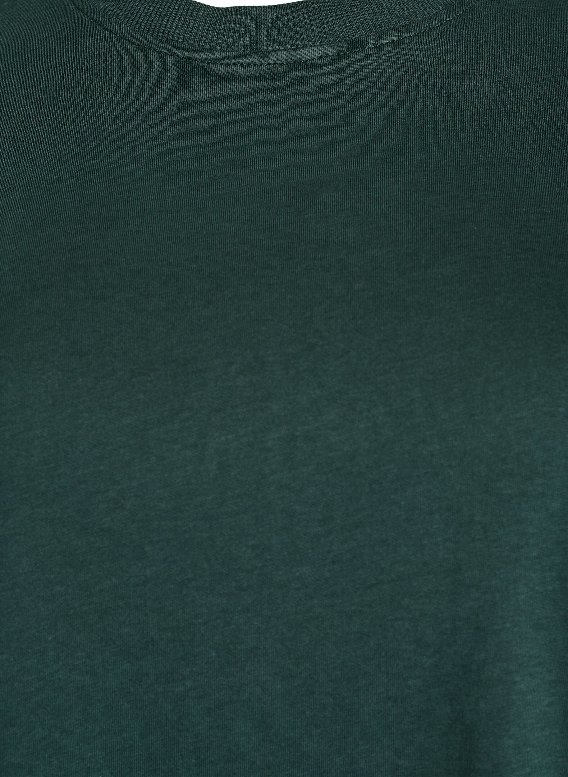 Zizzi Basis t-shirt i bomuld med rund hals, Gr&oslash;n, Packshot image number 2