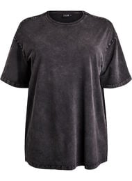 Sporty t-shirt i bomuld med washed effekt, Sort