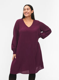 FLASH - Langærmet kjole med glitter, Purple w. Silver, Model