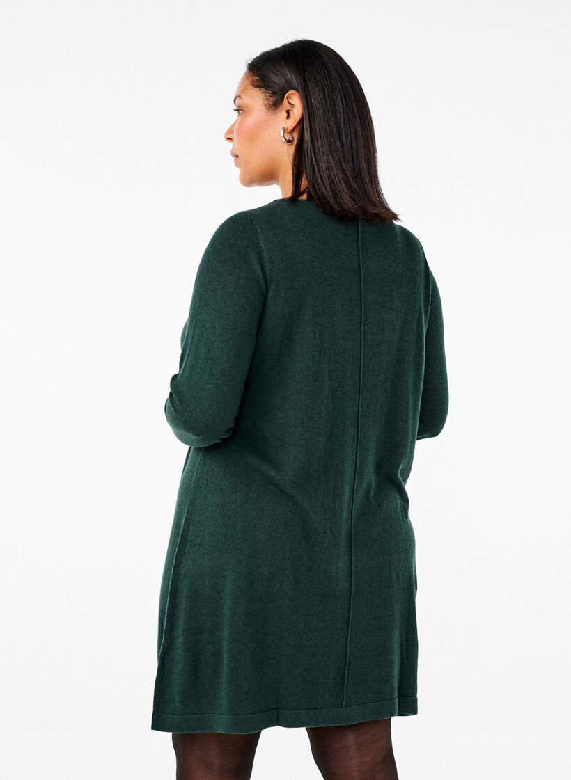 Strikkjole i bomulds-viskosemix, Gr&oslash;n, Model image number 2