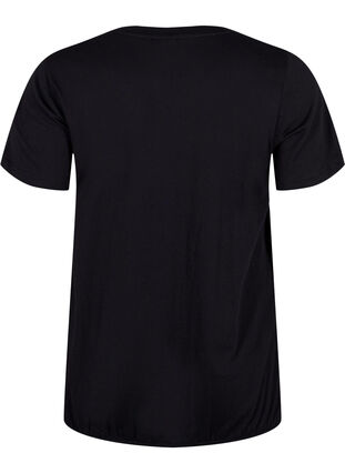 Kortærmet bomulds t-shirt med elastikkant, Black W. Now, Packshot image number 1