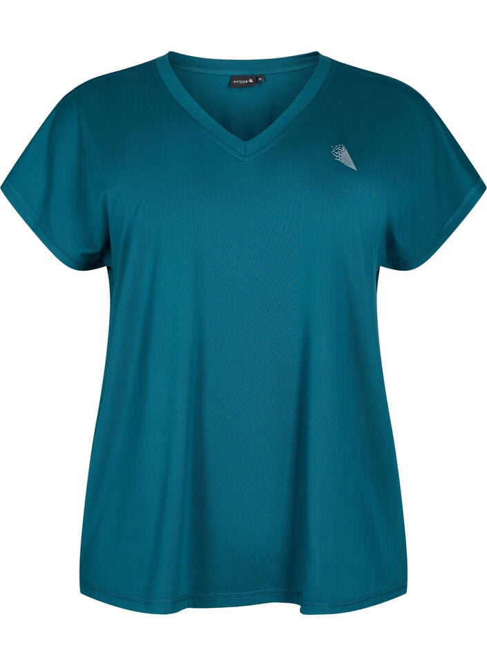L&oslash;s tr&aelig;nings t-shirt med v-hals, Gr&oslash;n, Packshot image number 0