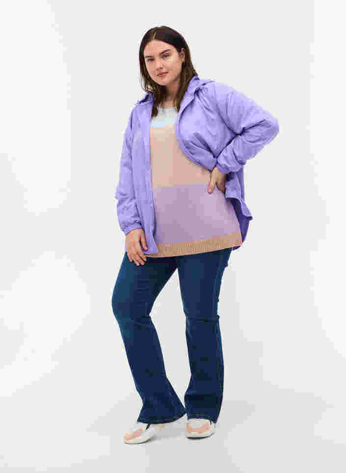 Kort jakke med hætte og justerbar bund, Paisley Purple, Model image number 2