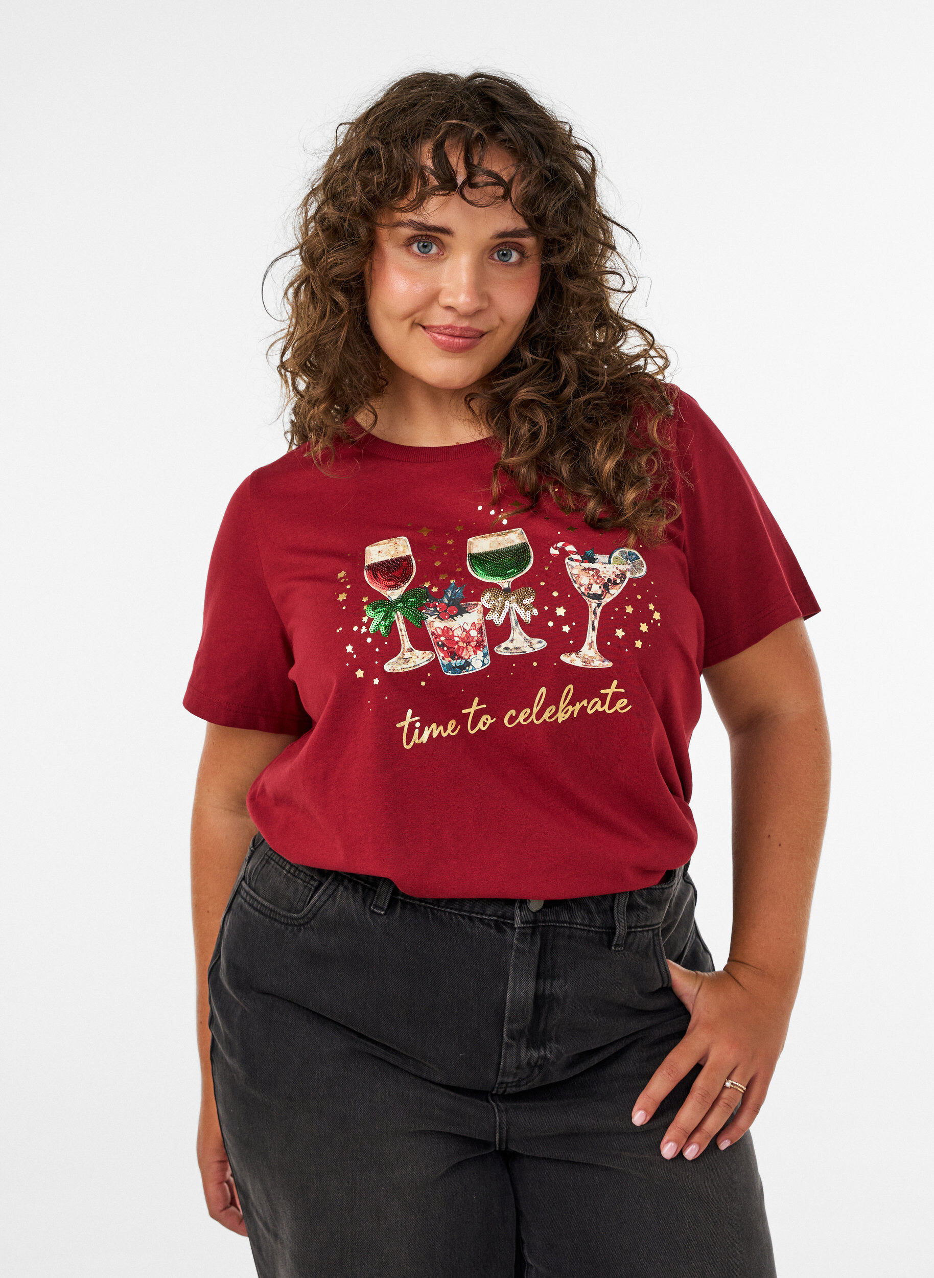 ZizziJule t-shirt i &oslash;kologisk bomuld, R&oslash;d, Model image number 0