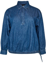 Denimbluse med ballonpasform, Bl&aring;