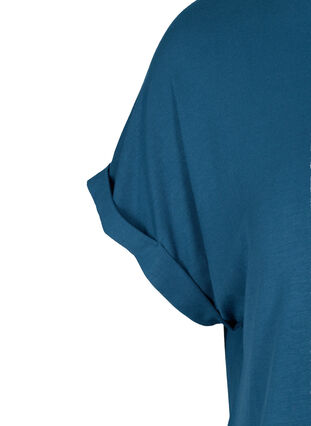 T-shirt i viskose mix med rund hals , Majolica Blue, Packshot image number 2