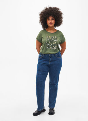T-shirt i økologisk bomuld med guldtryk, Thyme W. Free, Model image number 2