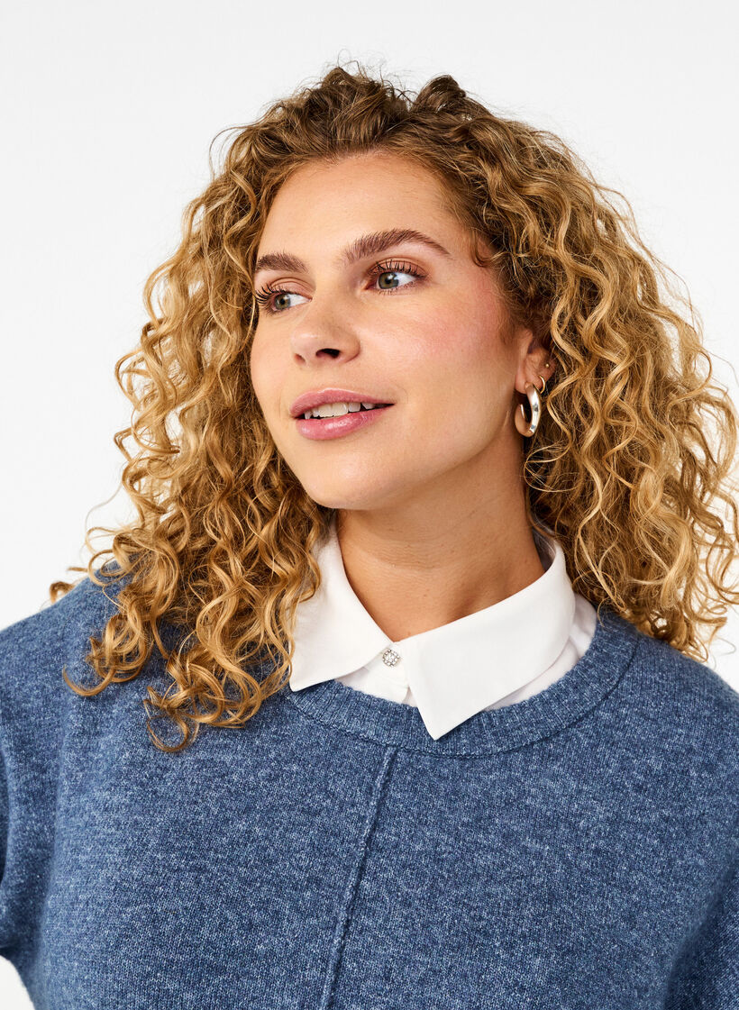 Løs krave med glitrende knapper, White, Model image number 0