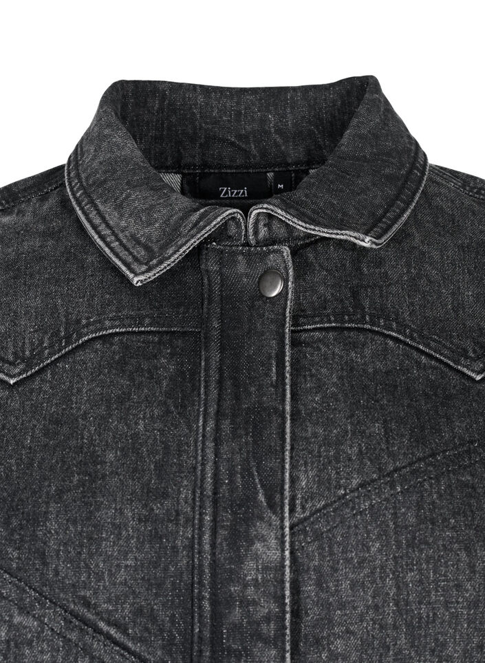 Denimjakke med skjult lynl&aring;s, Dark Grey Denim, Packshot image number 3