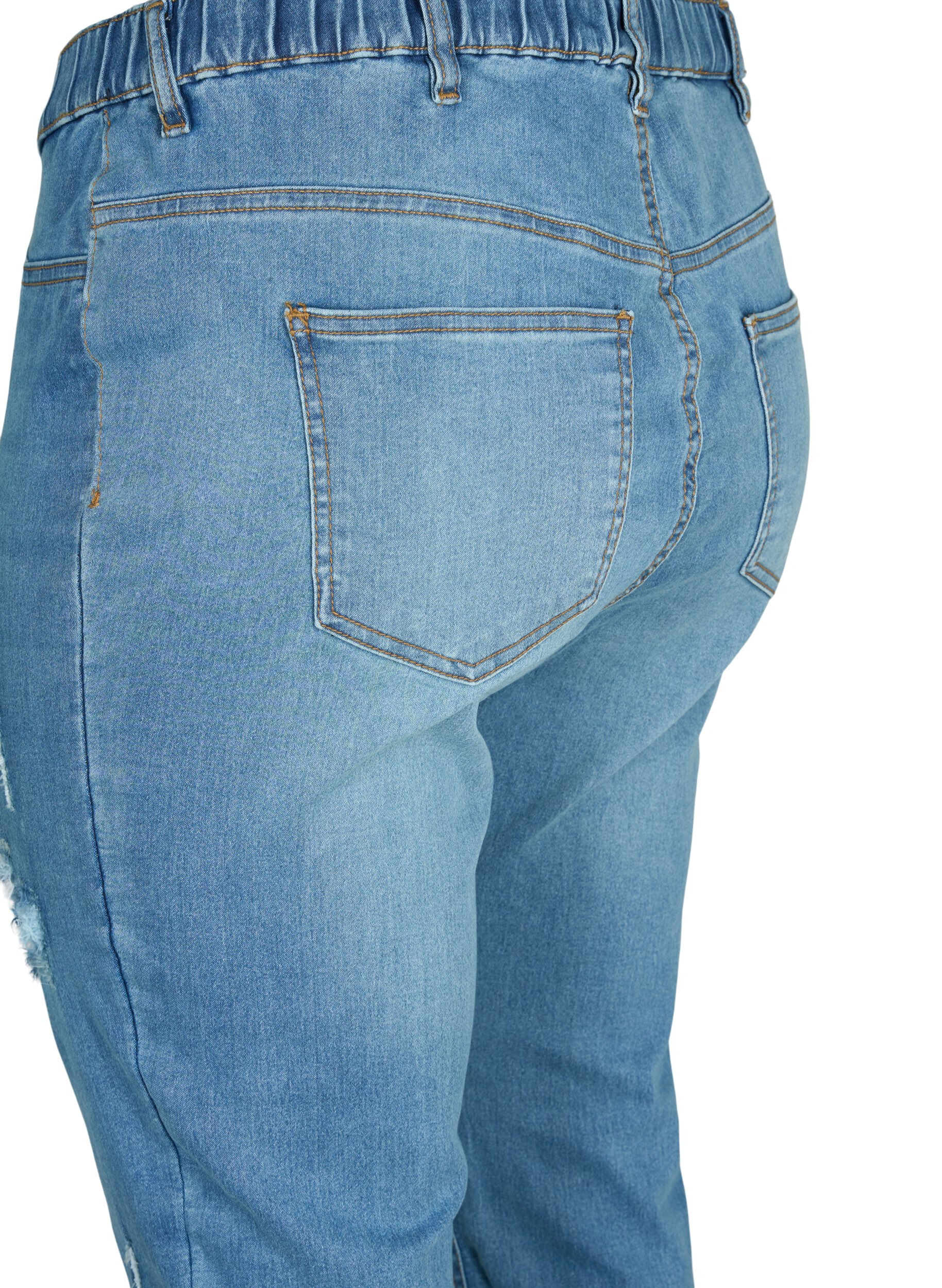 Zizzi Jeggings med slid, Blue denim, Packshot image number 3