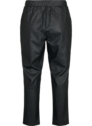 Imiterede læderbukser med lommer, Black, Packshot image number 1