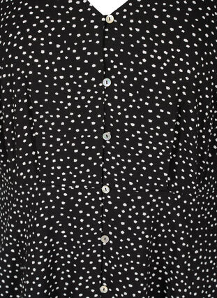 Viskose midikjole med prikker og knapper, Black w. Dot, Packshot image number 2