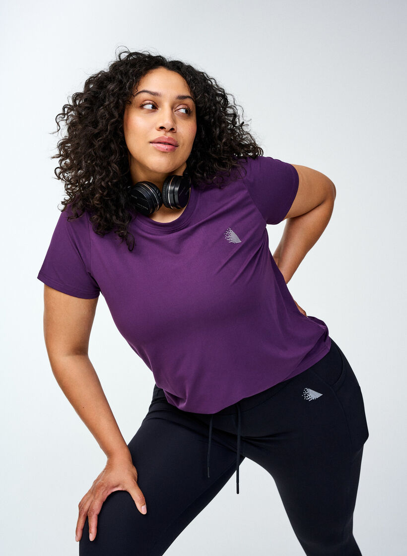 Slim fit trænings t-shirt med rund hals, Purple Pennant, Image image number 1