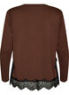 Jerseybluse med blondekant, Brun, Packshot image number 1