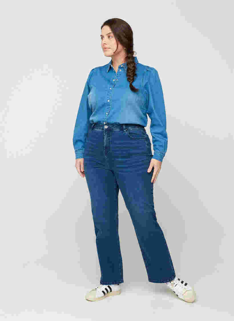 Megan jeans med ekstra høj talje, Blue denim, Model image number 2