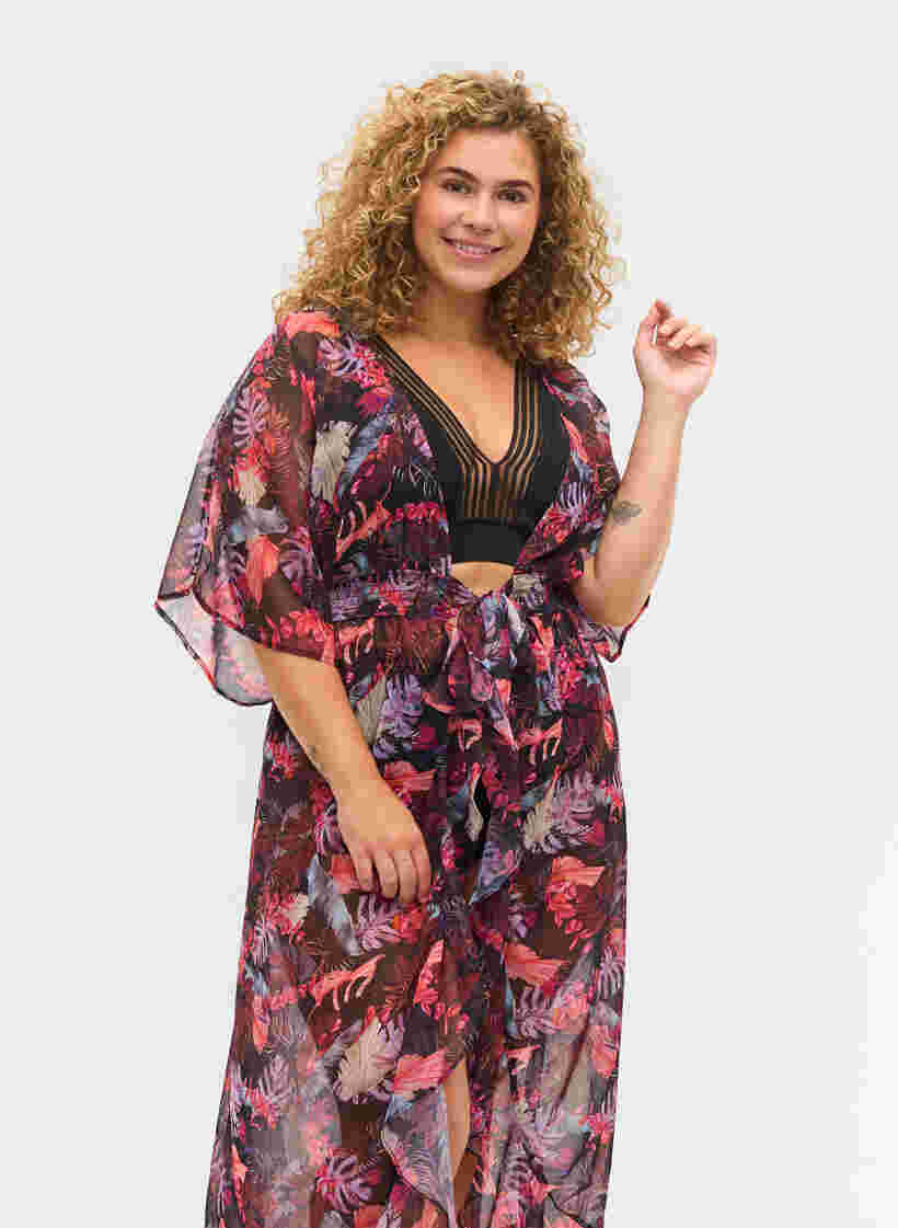 Strand kimono med print, Leaf AOP, Model image number 2