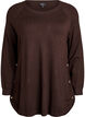 Strikbluse med knapper i siden, Brun, Packshot image number 0