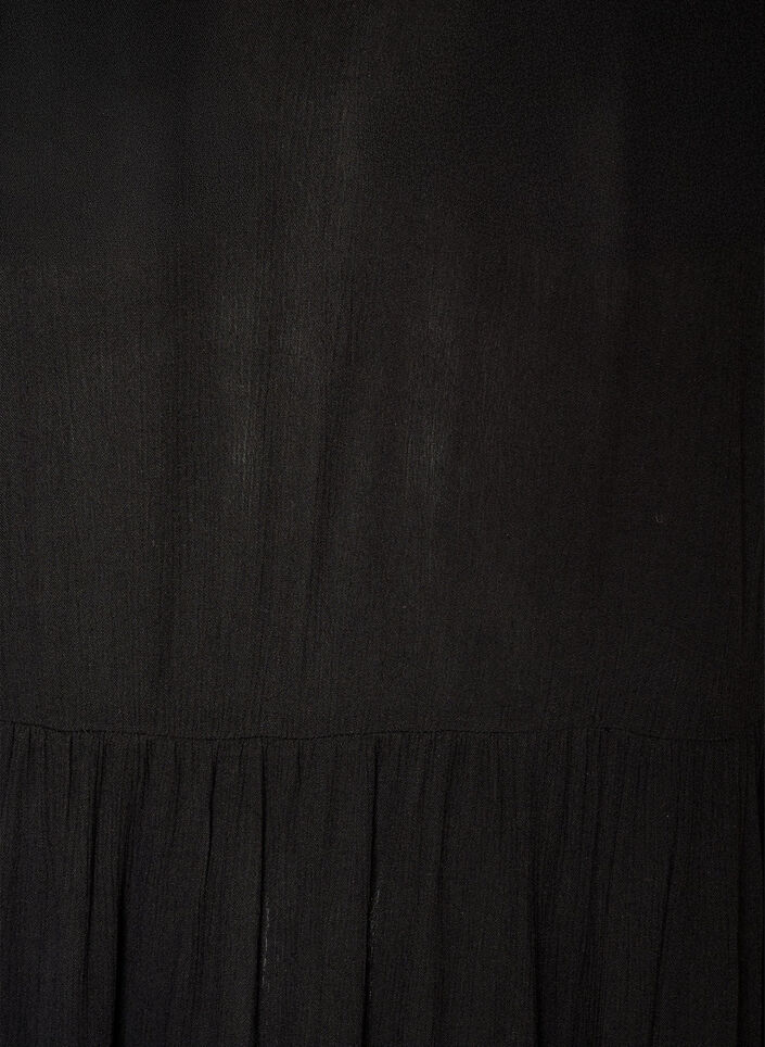 Midikjole i viskose med fl&aelig;se&aelig;rmer, Sort, Packshot image number 2