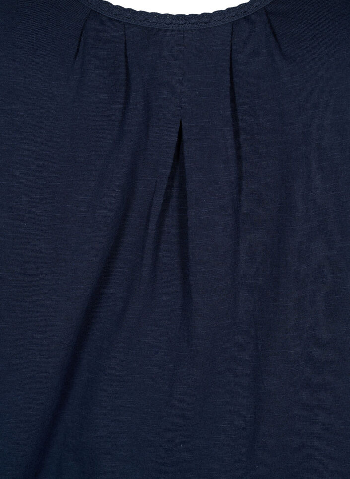 Bomuldstop med blondekant, Navy Blazer, Packshot image number 2