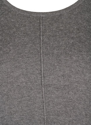 Ensfarvet strikbluse med rund hals, Dark Grey Melange, Packshot image number 2