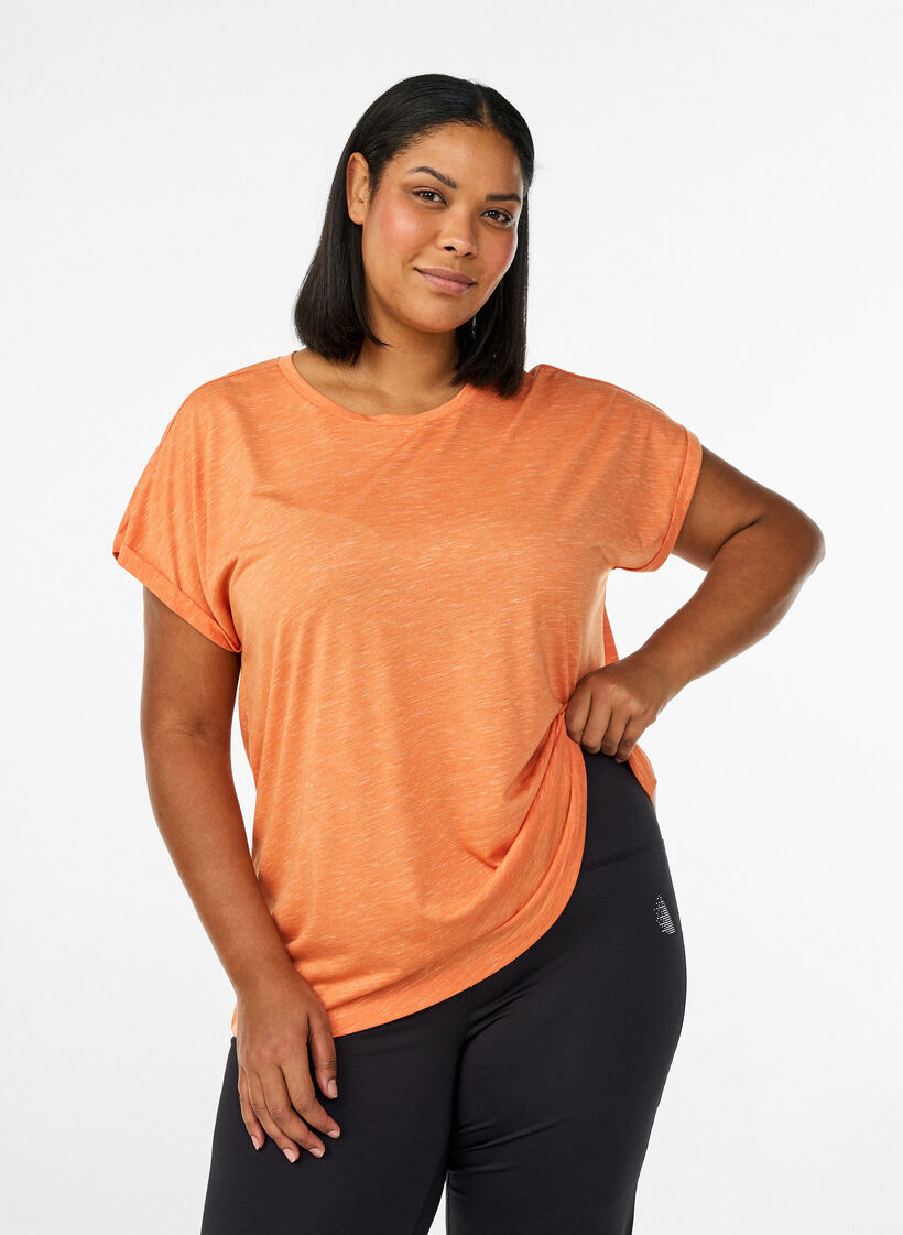 L&oslash;s tr&aelig;nings t-shirt med korte &aelig;rmer, Orange, Model image number 0