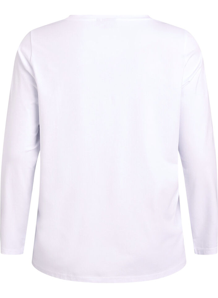 Basis jerseybluse med lange ærmer, Hvid, Packshot image number 1