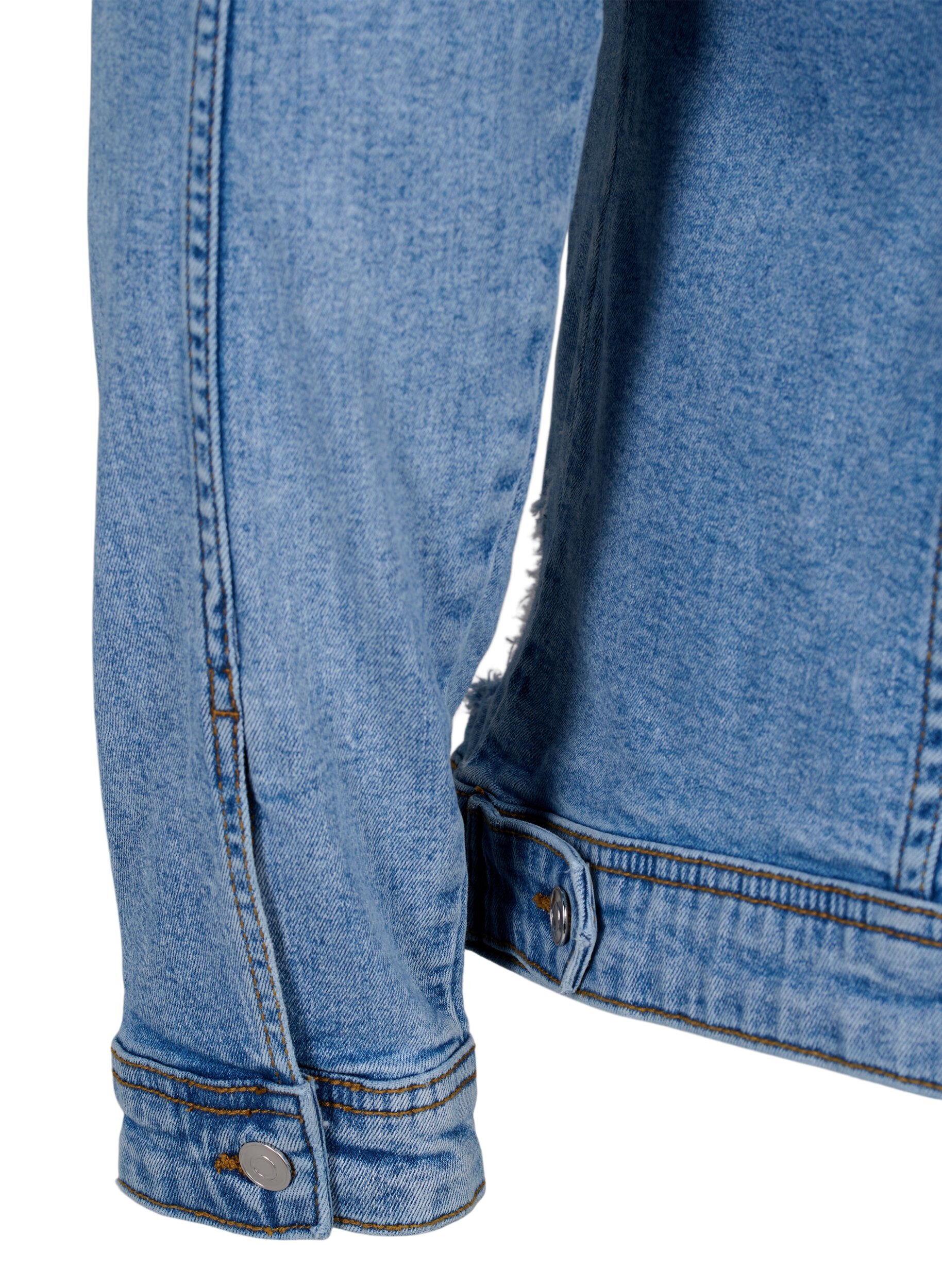 Zizzi Kort denimjakke i bomuld, Light blue denim, Packshot image number 4