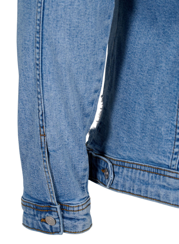 Kort denimjakke i bomuld, Light blue denim, Packshot image number 4