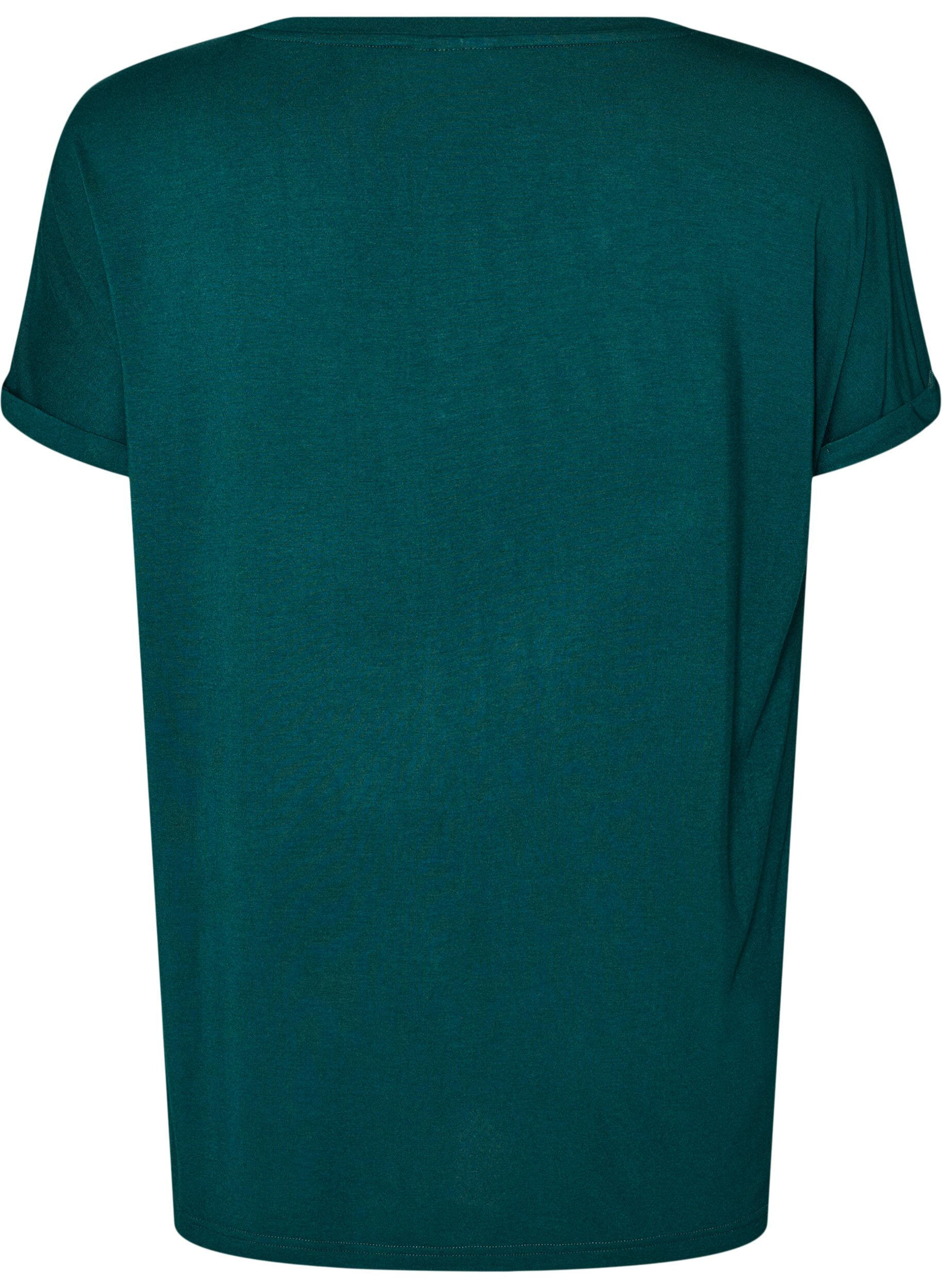 ZizziBasis T-shirt i viskose med V-hals, Gr&oslash;n, Packshot image number 1