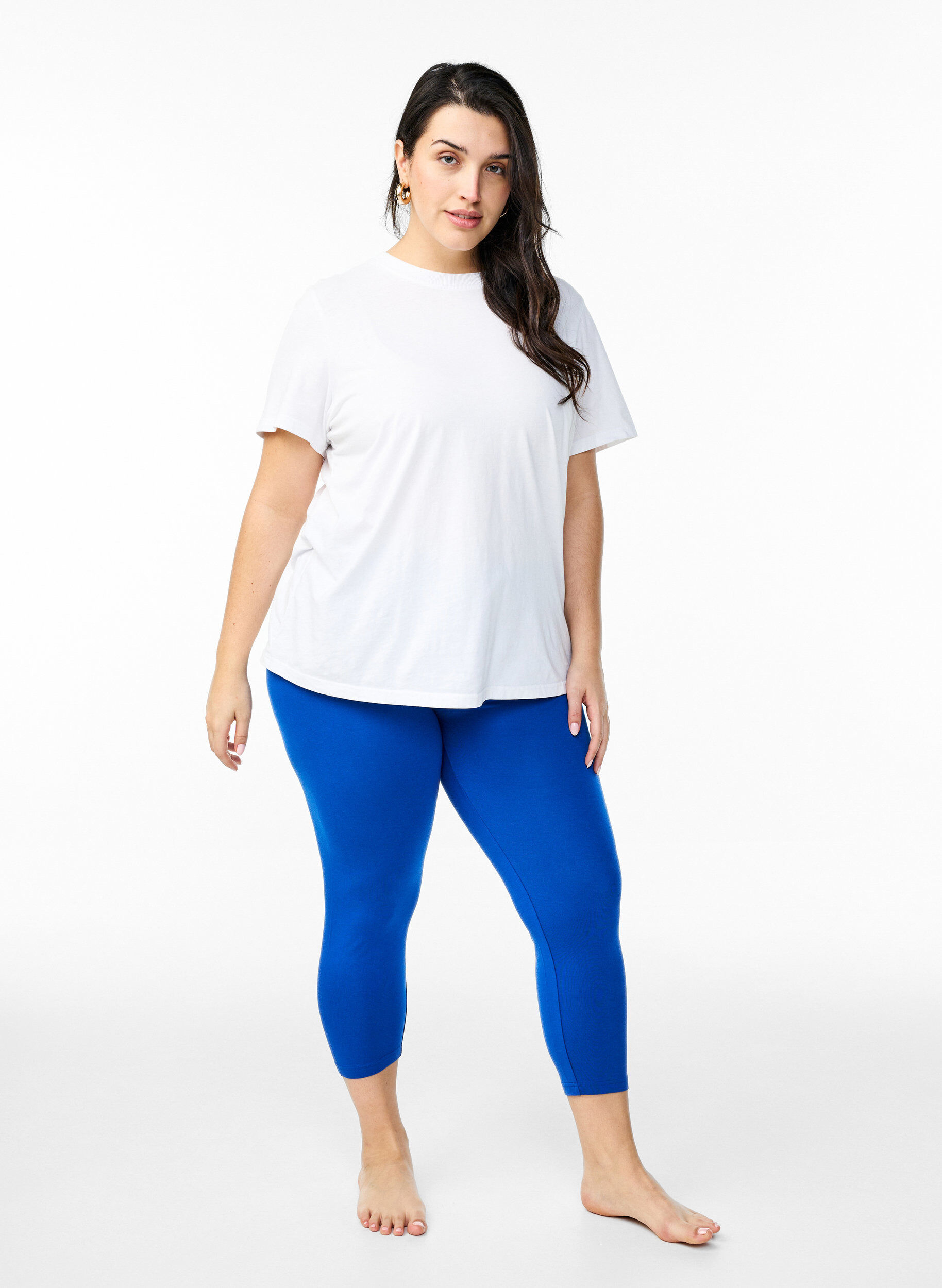 Zizzi Basis 3/4 leggings i viskose , Bl&aring;, Model image number 1