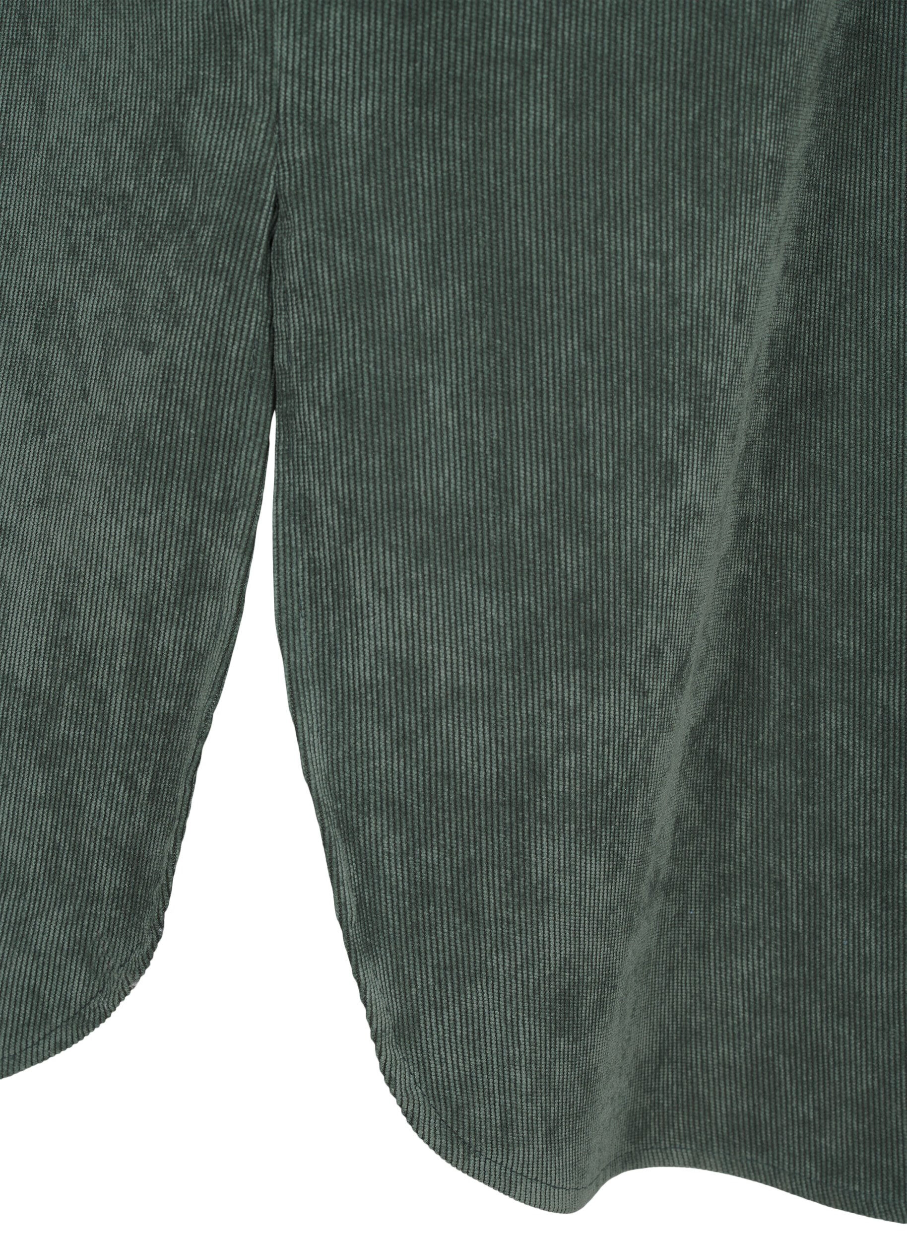 Zizzi Lang skjortekjole i fl&oslash;jl med knapper, Dark Forest, Packshot image number 3