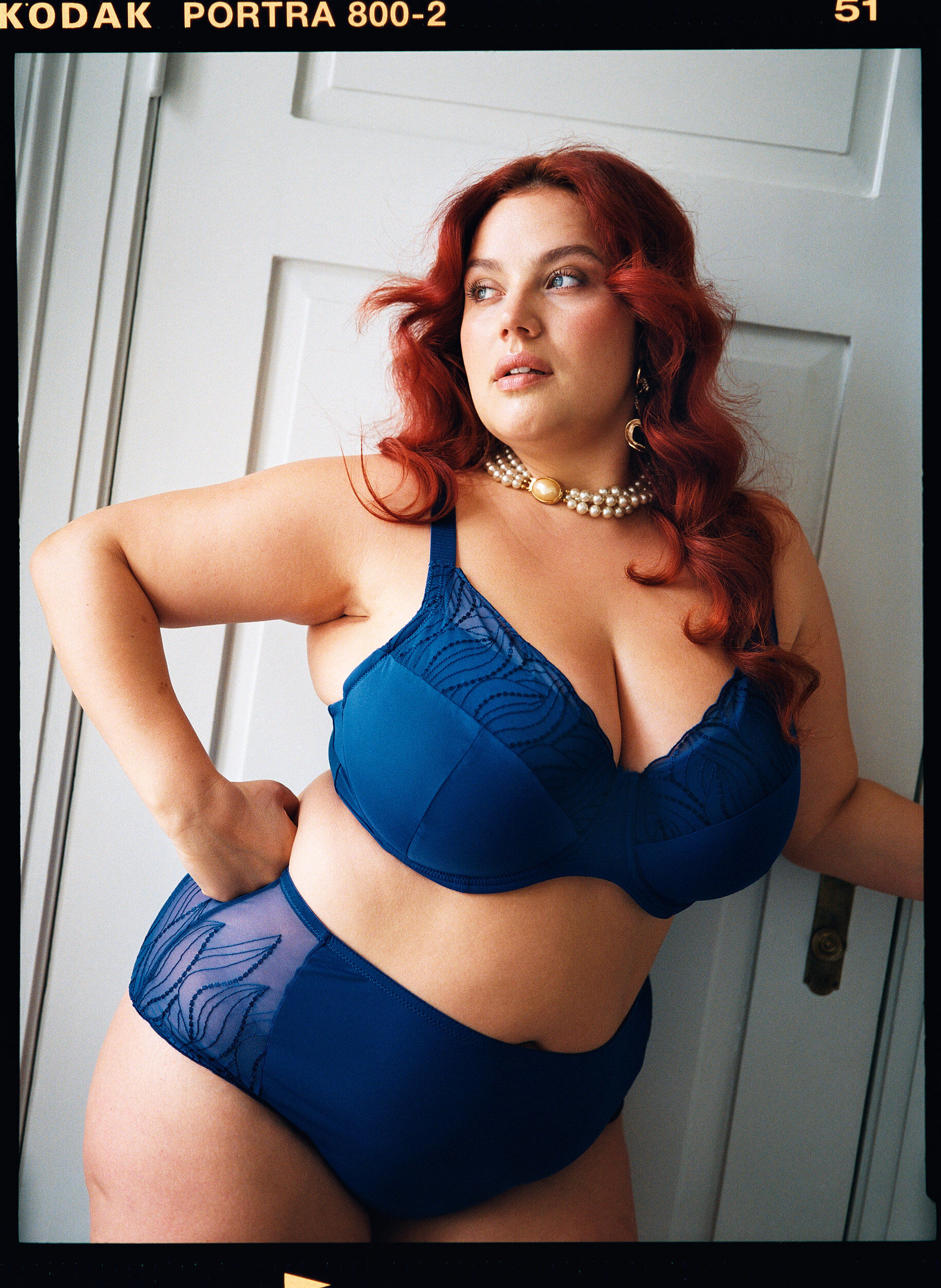 Zizzi Hipstertrusser i mikrofiber med blonde i siderne, Bl&aring;, Image image number 0