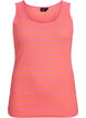 Stribet tanktop med ribstruktur, Orange, Packshot image number 0