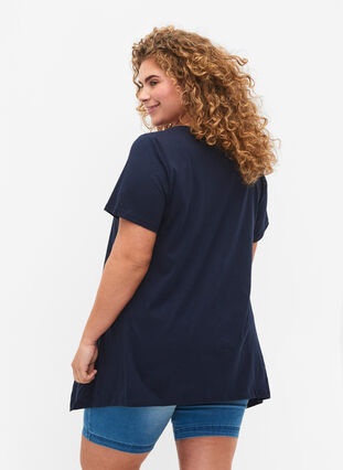 Bomulds t-shirt med korte ærmer, Navy Blazer SOLID, Model image number 1
