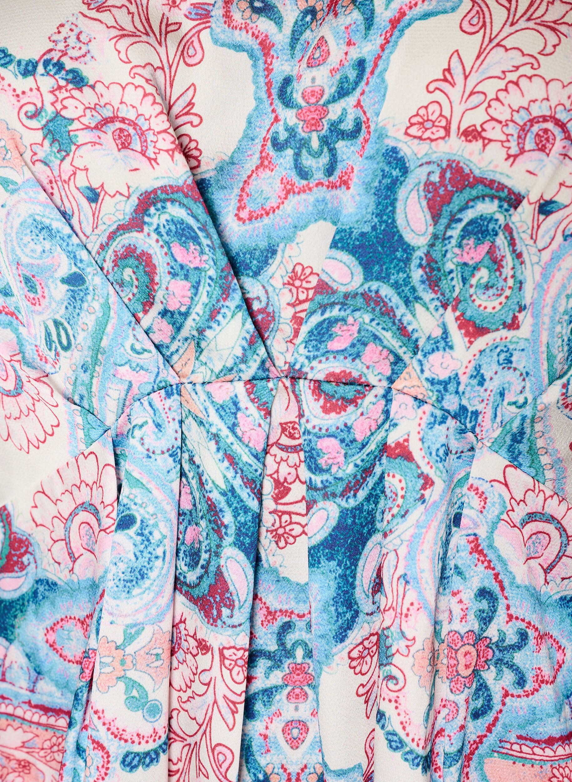 ZizziMidikjole med paisleyprint og satin-look, Hvid, Packshot image number 2