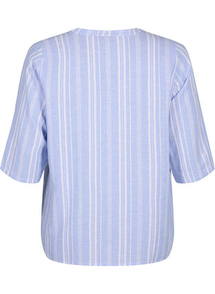 Stribet bluse i hør-viskosemix, Serenity Wh.Stripe, Packshot image number 1