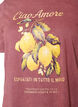 T-shirt i bomuld med frontprint og vasket look, R&oslash;d, Packshot image number 2