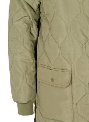 Quiltet jakke med hætte og store lommer, Vetiver, Packshot image number 3