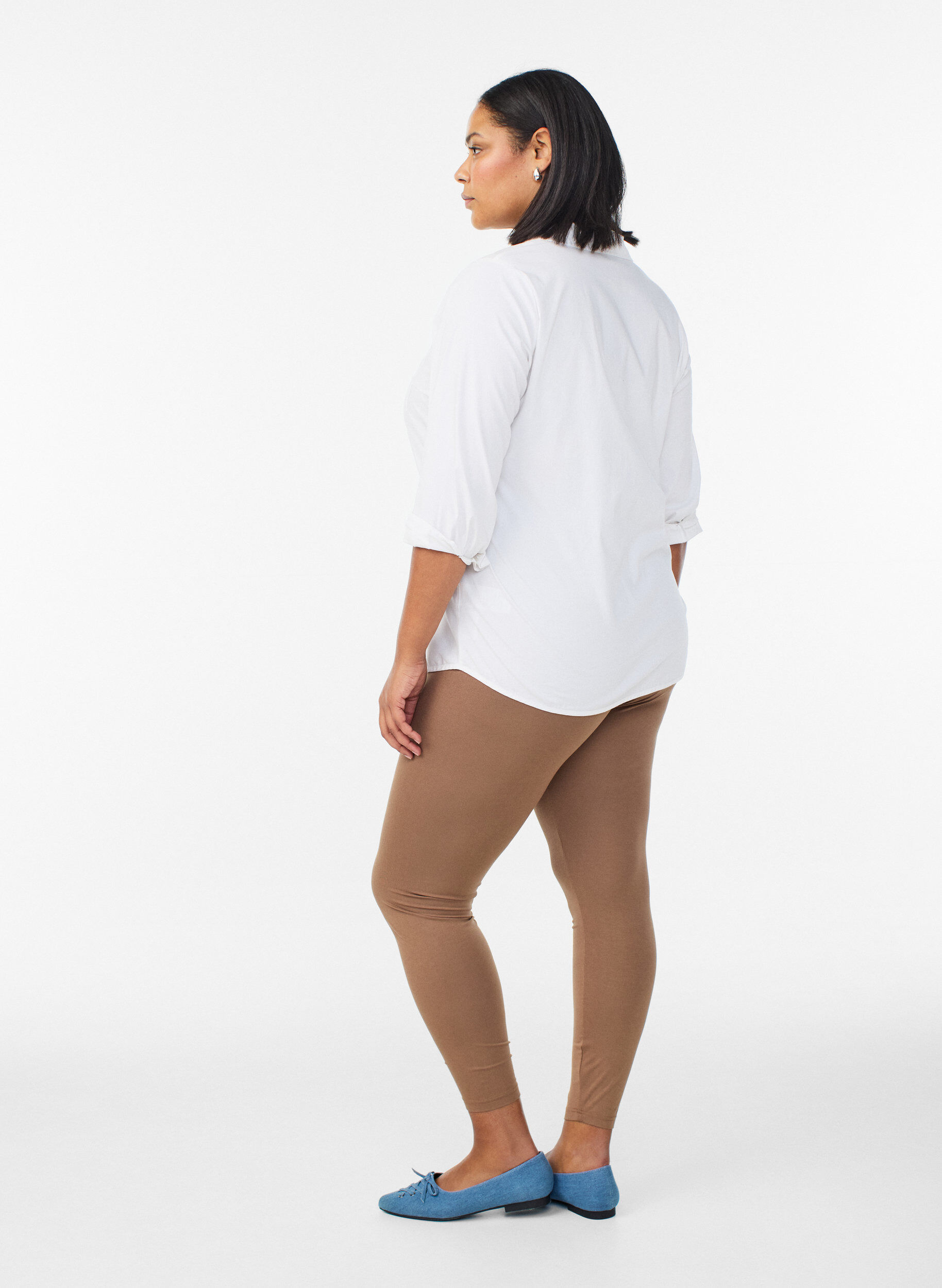 Zizzi Basis leggings i viskose, Brun, Model image number 2