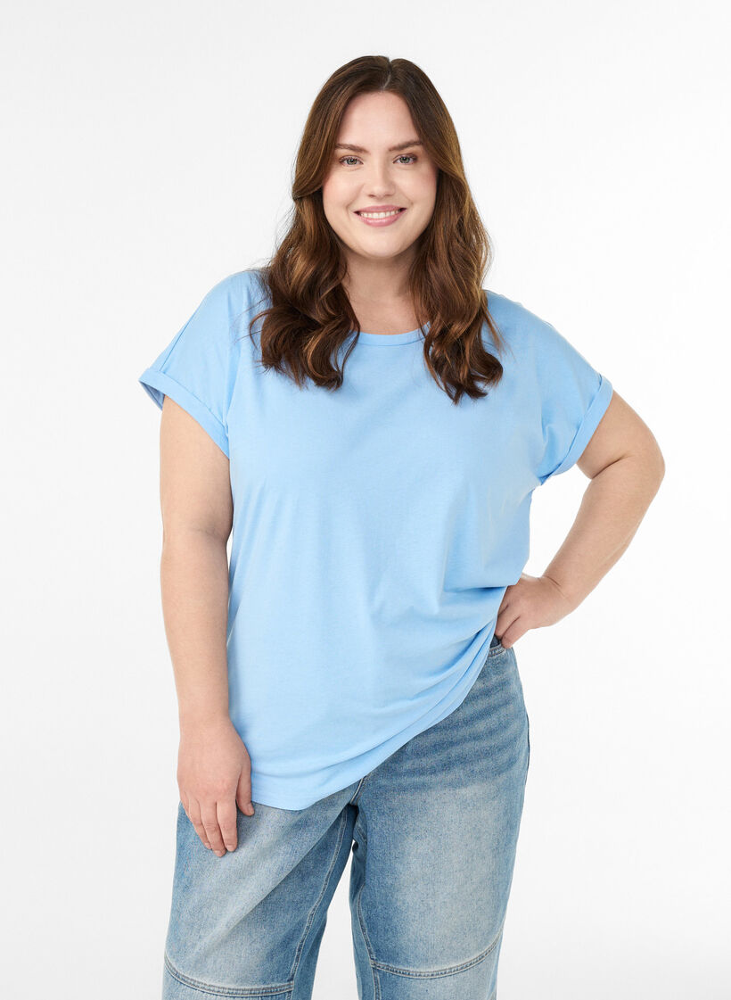 Kort&aelig;rmet t-shirt i bomuldsblanding, Bl&aring;, Model image number 0