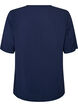Kort&aelig;rmet v&aelig;vet bluse med rund hals, Bl&aring;, Packshot image number 1