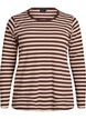 Stribet bluse med lange &aelig;rmer, Brun, Packshot image number 0