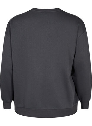 Sweatshirt med flæse og crochet detalje, Dark Grey, Packshot image number 1