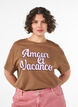 T-shirt i bomuld med korte &aelig;rmer og print, Brun, Model image number 0
