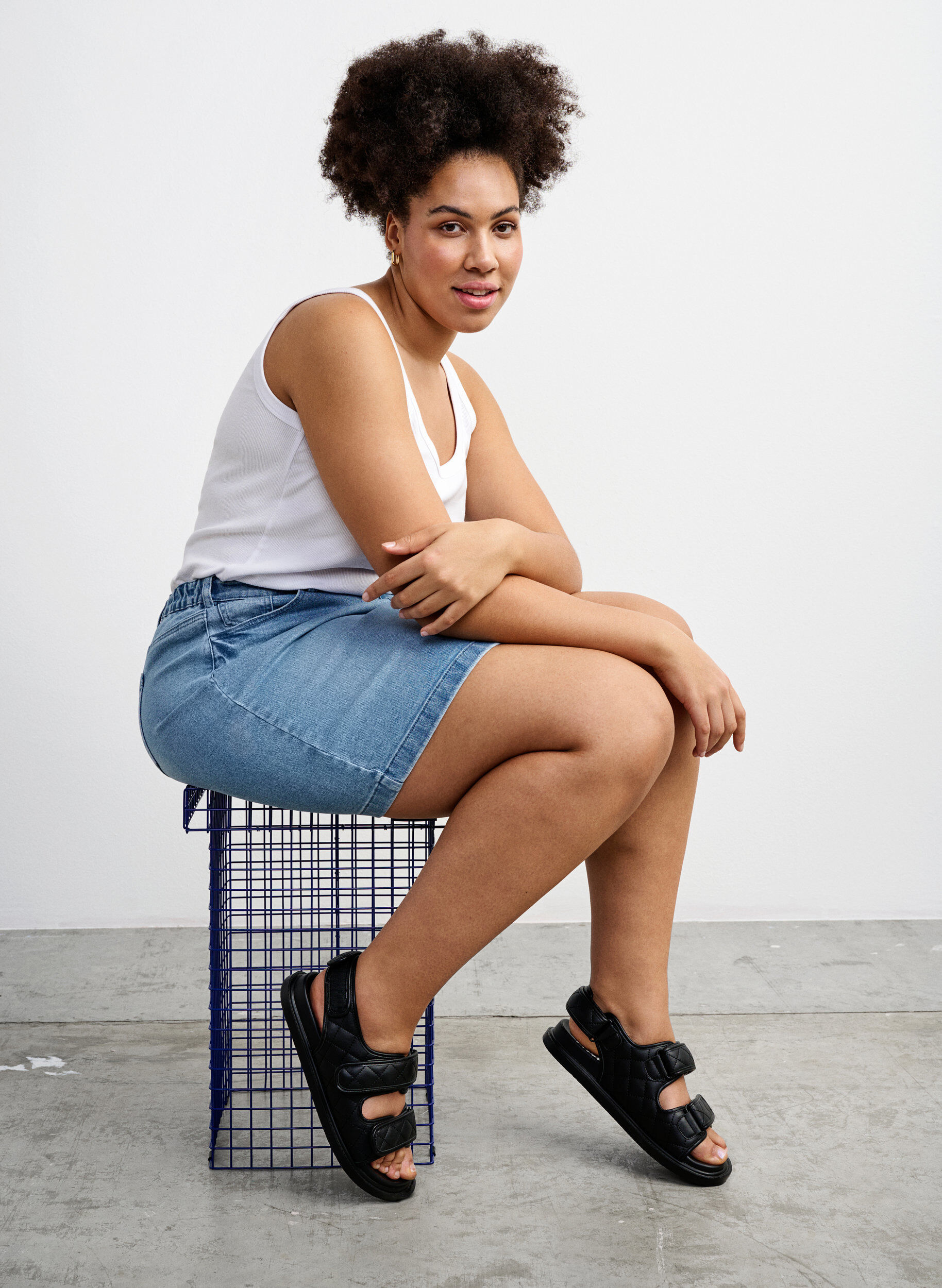 Zizzi Wide fit - L&aelig;der sandal, Sort, Image image number 0