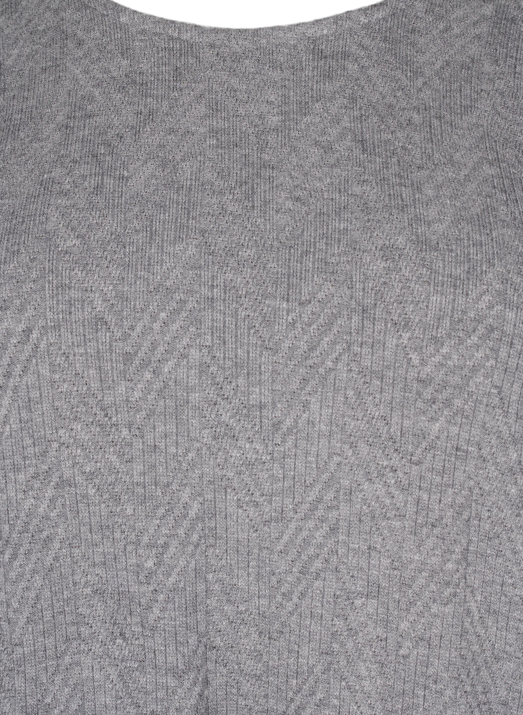 Zizzi Lang&aelig;rmet bluse med m&oslash;nster, Gr&aring;, Packshot image number 2